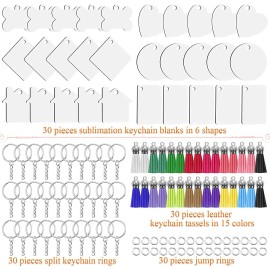 Unbranded DIY Sublimation Keychain Blank 120Pcs Heat Transfer Keychain MDF Pendant 6 Style