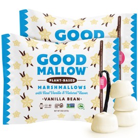 GoodMallow Vegan Marshmallows - Large Kosher Halal Gluten Free Dairy Free Healthy- Natural Gelatin Free Marshmallows for Hot Chocolate, Smores, Baking - Nothing Artificial (White Vanilla) (Pack of 2)