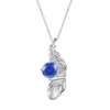 GW Women's 925 Silver Necklace Chains with Feather Pendant Zirconia