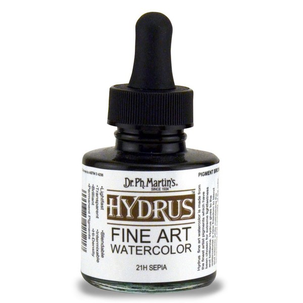 Dr. Ph. Martin's Hydrus Fine Art (21H) Watercolor Bottle, 1.0 oz, Sepia