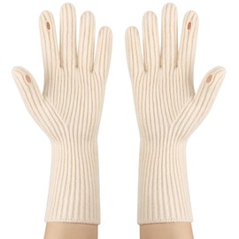 Kiiwah 1P ZC Knit Gloves-GR, Unisex Winter Knitted Gloves with Finger Holes, Touch Screen Thermal Gloves, Warm, beige
