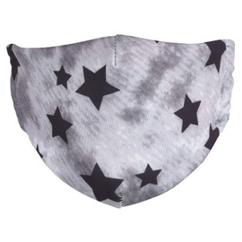 styleBREAKER Unisex Fabric Mask with Stars Pattern in Vintage Look, Double Layer, Reusable, Washable, Community Mask 08040003, grey-white