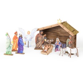 Gespänsterwald® Weihnachtskrippe Bastelset aus finnischer Holzpappe | 100% hauseigene Produktion, made in Germany, handmade | Ausbrechen & Zusammenstecken | inkl. Aufbauanleitung | 148 x 210 x 1,5 mm