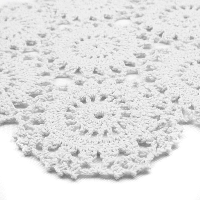 kilofly Crochet Cotton Lace Table Placemats Doilies Pack, 4pc, White,