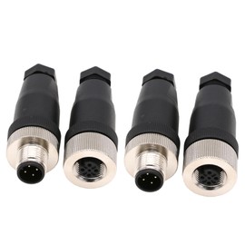 Eonvic M12 4 Pin Male and Female 12mm A-Code Industrial Bullet Connector Unshielded Field Mount Cable Sensor IP67 250V 4A AC/DC Straight 2 Sets