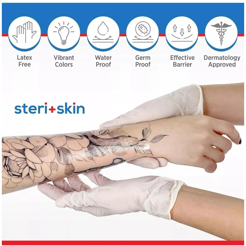 Steri+Skin Tattoo Aftercare Healing Wrap - 10 Pack 6x8 Transparent