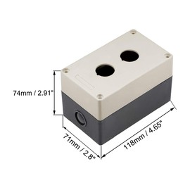 sourcing map Push Button Switch Control Station Box 22mm 2 Button Aperture Light Grey and Black