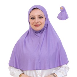 Prien Easy To Wear Hijab For Women, Muslim Instant Turban With Niqab, Islamic Clothes, Soft Scarf For Prayer, Abaya, Khimar (Lilac)