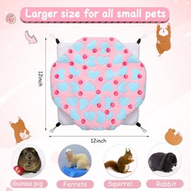 ZYEKIU Guinea Pig Hammock, Double Layer Ferret Hammock for Pet Cages, Hamsters, Soft Warm Cat Hammock, Small Animals Hanging Bed for Hamsters, Chinchillas Ferrets (Pink)