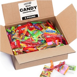 Bulk Candy Variety Pack 5 Pound - Individually Wrapped Assorted Candies for Pinata Fillers, Birthday Parties, School, Office Bowls & Treats - Approx. 250 Pieces