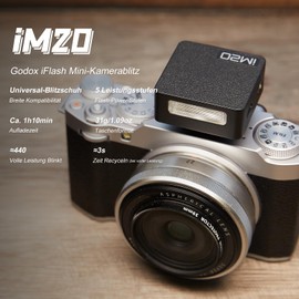 GODOX iM20 Camera Flash Mini Camera Flash, 5 Levels Flash Performance, 6000K±200K with Optical Control S1/S2 Godox im20 Mini Flash for Canon Sony Nikon Fuji Olympus
