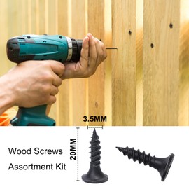 #6 X 3/4" Wood Screws 100pcs Black Flat Phillips Screws Self Tapping Wood Screws Carbon Steel Assorted Drywall Screws for Wood, Cabinet, Furniture