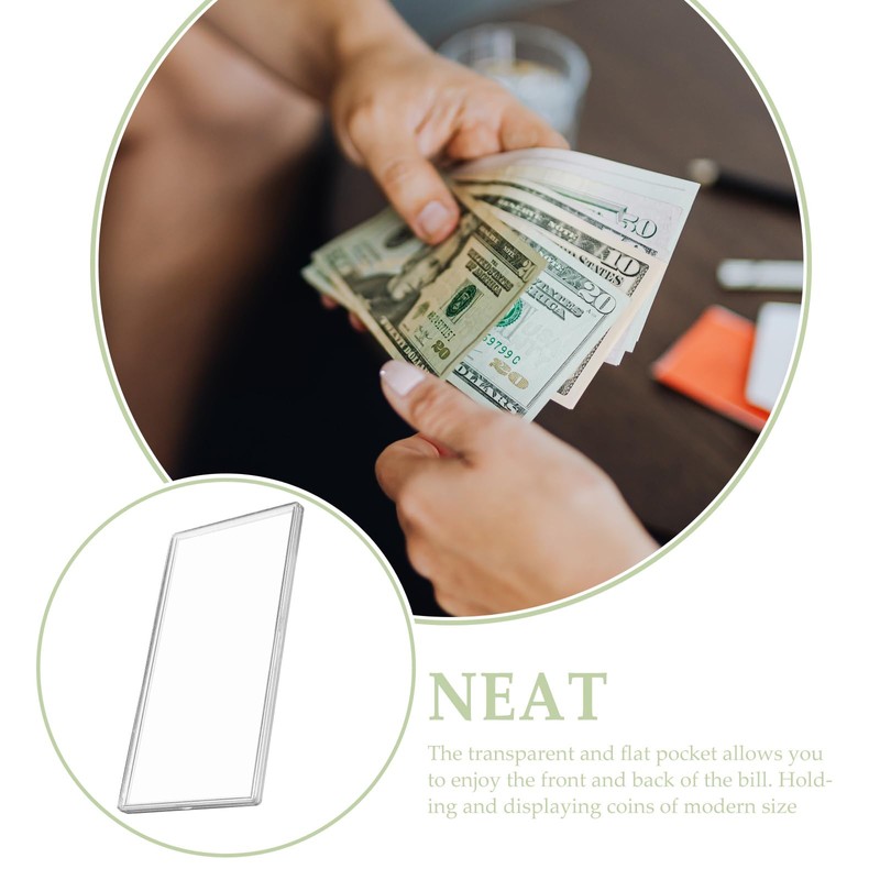 Tofficu 10pcs Money Case for Cash Clear Plastic Sleeve Currency