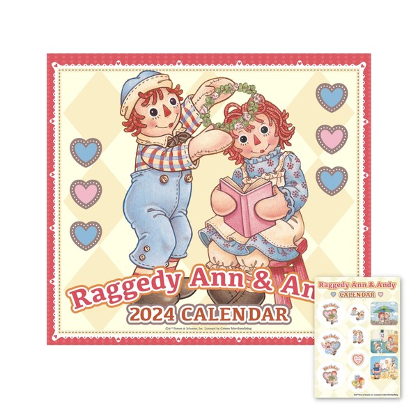 Raggedy Ann&Andy 2024 Wall Calendar with Original Stickers, Direct Manufacturer, Genuine Product, Ann and Andy Country Goods, Goods