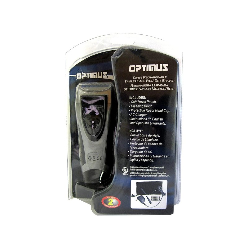 Optimus 50043 Curve Rechargeable Triple Wet/dry Men's Shaver, Black/silver