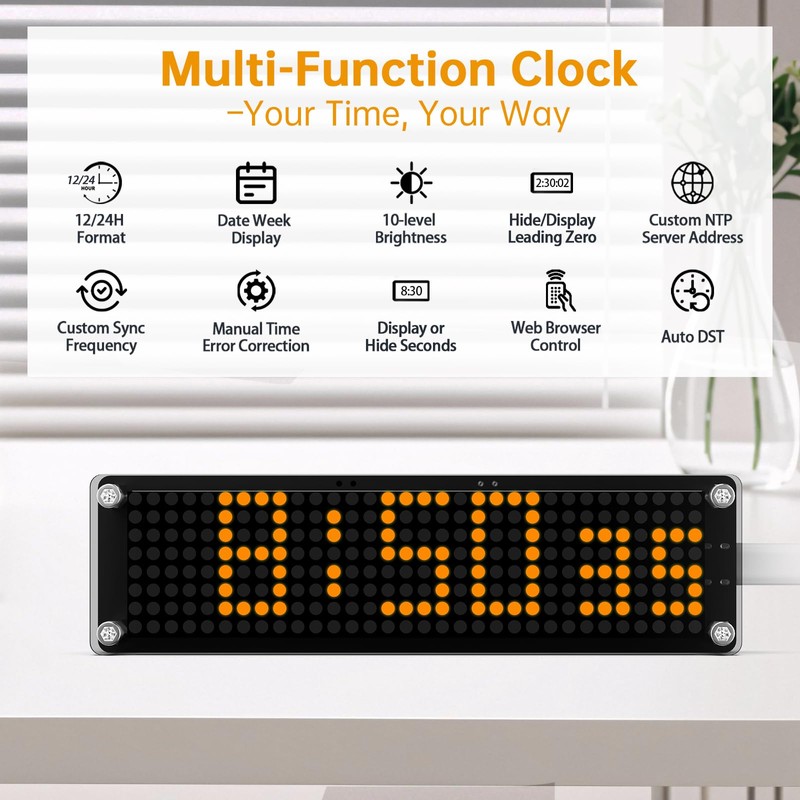 NPHMbM 10 Inch Big Digital Clock with WiFi NTP Sync,Smart