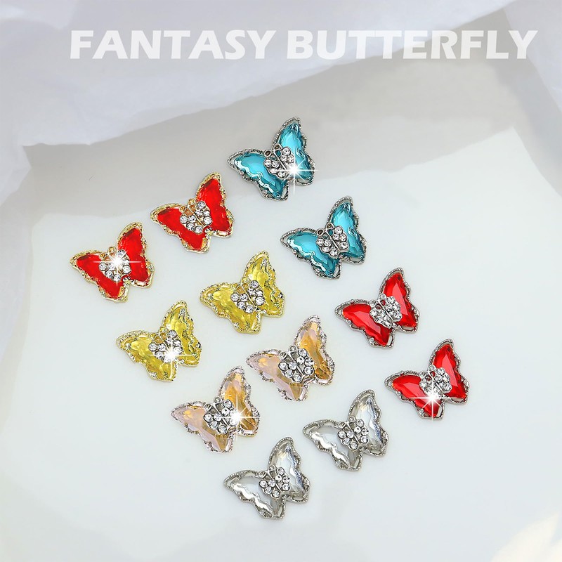 12pcs Nail Charms, 3D Butterfly Shape Charms, Butterflies Nail Charms