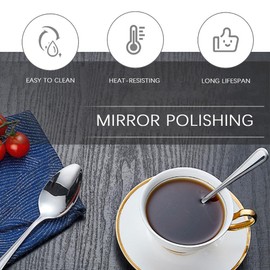 Teaspoons, 5.4 inch Tea Spoons Stainless Steel Food Grade Cutlery Spoons Set for Tea, Coffee, Kitchen, Restaurant, Dishwasher Safe (1)