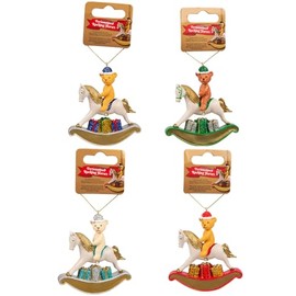 Suki Christmas Rocking Horse Glittered Christmas Tree Decoration - Customise with a NAME (Silver)