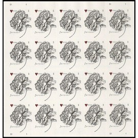 Vintage Rose Pane of 20 Forever Postage Wedding Stamps Scott 4959