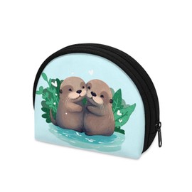 Xhuibop Cute Ferret Coin Purse for Women Travel Accessories Mini Coin Pouch for Girls Change Purse with Zipper Half Moon Coin Pockets Lightweight Lipstick Organizer Bag