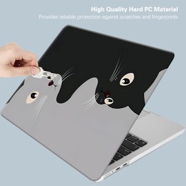 KEROM Compatible for MacBook Air 13 inch Case 2021 2020 2019 2018 M1 A2337 A2179 A1932, MacBook Air M1 Case, Cute Aesthetic Protective Plastic Hard Shell & Keyboard Cover, Two Cats