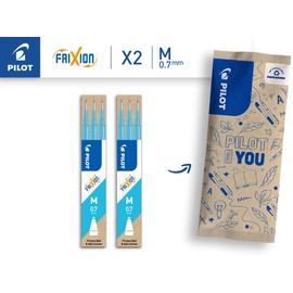 Pilot FriXion Gel Rollerball Pen Refills, 0.7 mm, Pack of 6, Light Blue, with Erasable Ink, Compatible with FriXion Ball and FriXion Clicker 0.7, Medium Thickness
