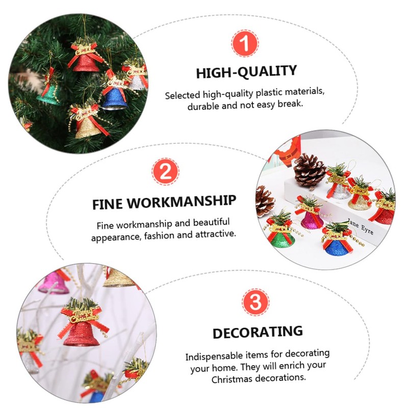 Ciieeo 12 Pcs Large Plastic Jingle Bells for Christmas Tree