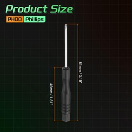sourcing map 8pcs PH00 Mini Phillips Screwdriver #00 3.2" Length Screwdrivers 1.8" Carbon Steel with Ergonomic Handle for DIY Repairing, Black