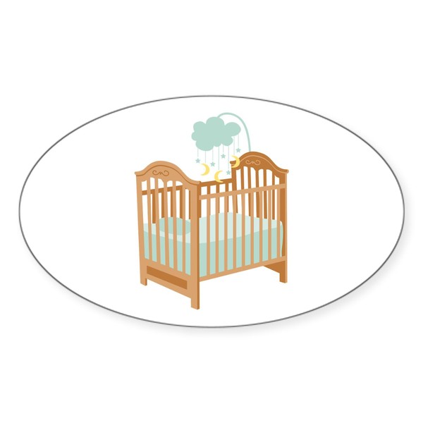 CafePress Crib with Sky Mobile Sticker Oval Car Bumper Sticker