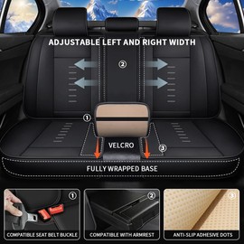 IKABEVEM Seat Covers Fit for Volvo XC40 2019-2025 & XC60 2010-2017 & XC70 2003-2016 Full Set Seat Covers Breathable 3D Lumbar Support Faux Leather Protector Car Seat Covers (Black Line)