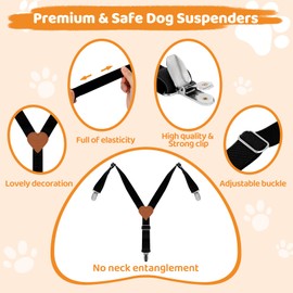 JUDIXY 2Pcs Premium Dog Suspenders for Diapers, Belly Bands, Dog Apparel, Adjustable Elastic, Size avaiable for Small Medium and Large Dogs (Black S)