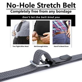 MOZETO Pack of 2 Unisex Braided Belts, Elastic Fabric Stretch Belt for Men and Women, 33 mm -
