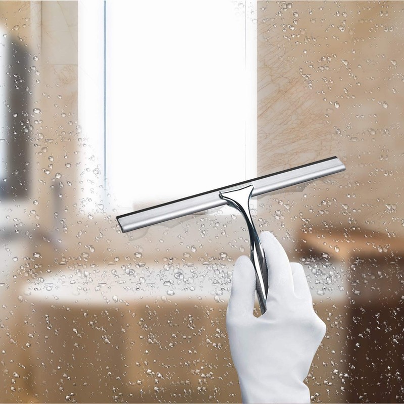 Stainless Steel Shower Squeegee, Window Squeegee, 12 Inch, Shower Wiper