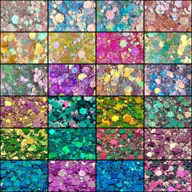 s  Cost 2oz Bottle Color Shift Glitter 24 Colors Per Set for Snow Globe Tumbler Makeup Nail Glittercolor: Set19-16 mix colors/Bubble Glitter
