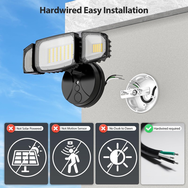 Olafus 80W Flood Lights Outdoor 2 Pack, Switch Controlled LED