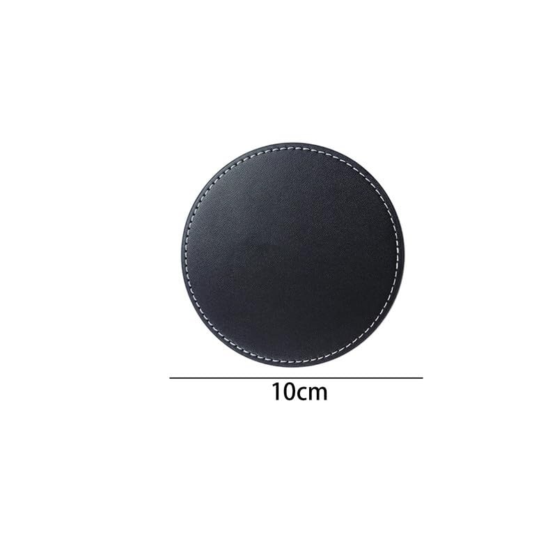 Black Leather Coasters Set in 8pcs,Round Leather Coaster 10CM,Leather Cup