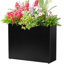 VGMiu Metal Planter Box 38.2'' x 13'' x 30'' Rectangle Planters for Outdoor Plants Large Black Rectangular Planter with Felt Bag & Drainage Holes for Indoor or Outdoor Flower Garden Porch Patio