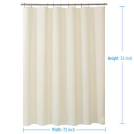 AmazerBath Plastic Shower Curtain Liner, 72 x 72 Inches Beige EVA 8G Thick Bathroom Shower Curtains with Heavy Duty Clear Stones and Grommet Holes