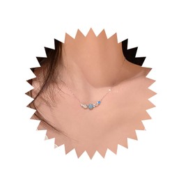 Inilbran Boho Blue Moonstone Choker Necklace Vintage Starfish Shell Necklace Silver Sea Cowrie Necklace Adjustable Crystal Starfish Tiny Chain Necklace Jewelry for Women