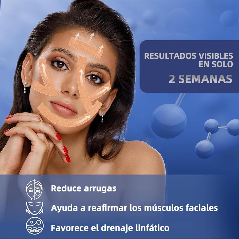 2 Pieza Cinta lifting facial, 2.5*10M Parches de Antiarrugas(Tono de