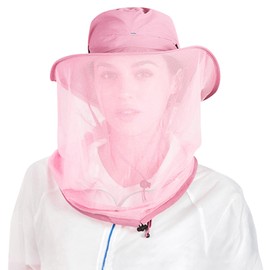 Peicees Head Net Hat for Men Women Adventure Fishing Hat Safari Hat for Hunting Camping Hiking, Pink