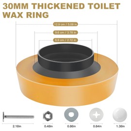 Wax Ring for Toilet, 2 Sets Toilet Wax Ring Replacement Kit Extra Thick 30mm with Stainless Steel Bolts