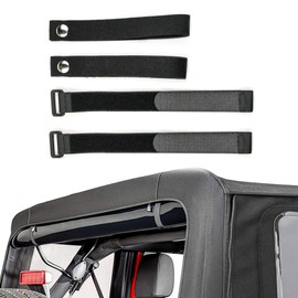 BESTAOO 4Pcs Top Tie Down Straps Adjustable Soft Top Straps, Durable Rear Window Straps for Jeep Wrangler JK JL 2007-2025
