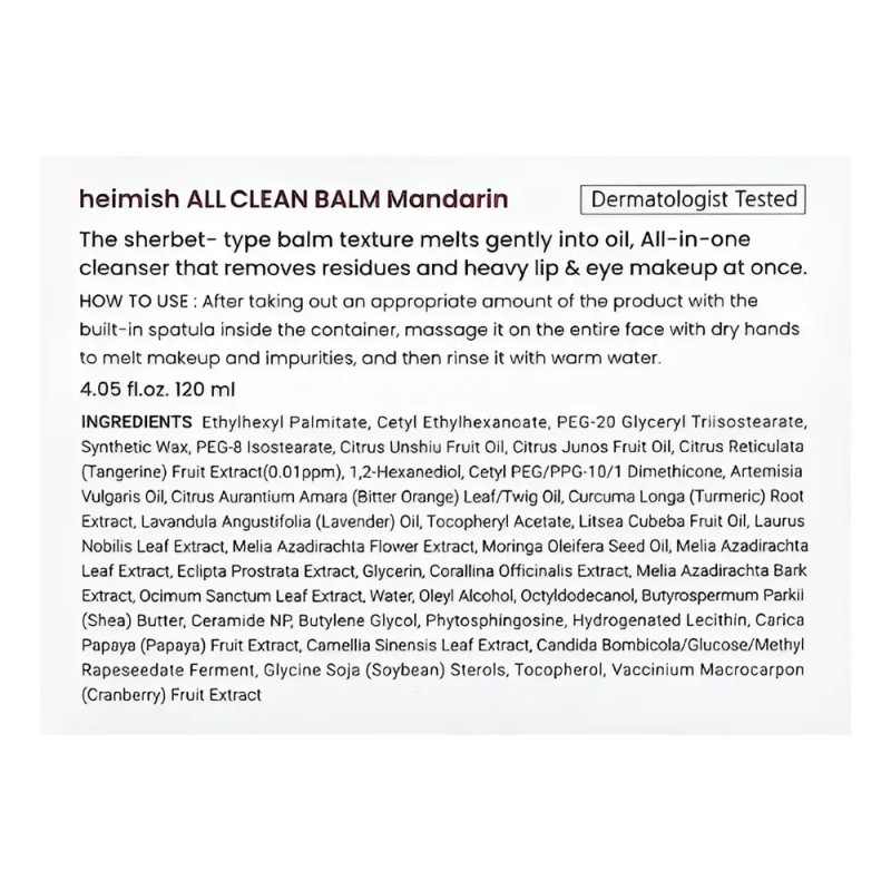 Heimish, Bálsamo All Clean, Mandarina, 120 Ml