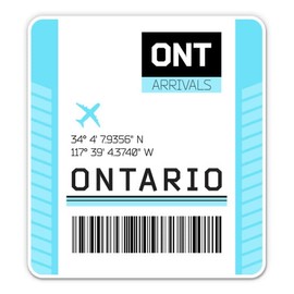 Squiddy Ontario California Airport Code ONT Luggage Tag Style - Vinyl Sticker for Car, Laptop, Notebook (5" high)