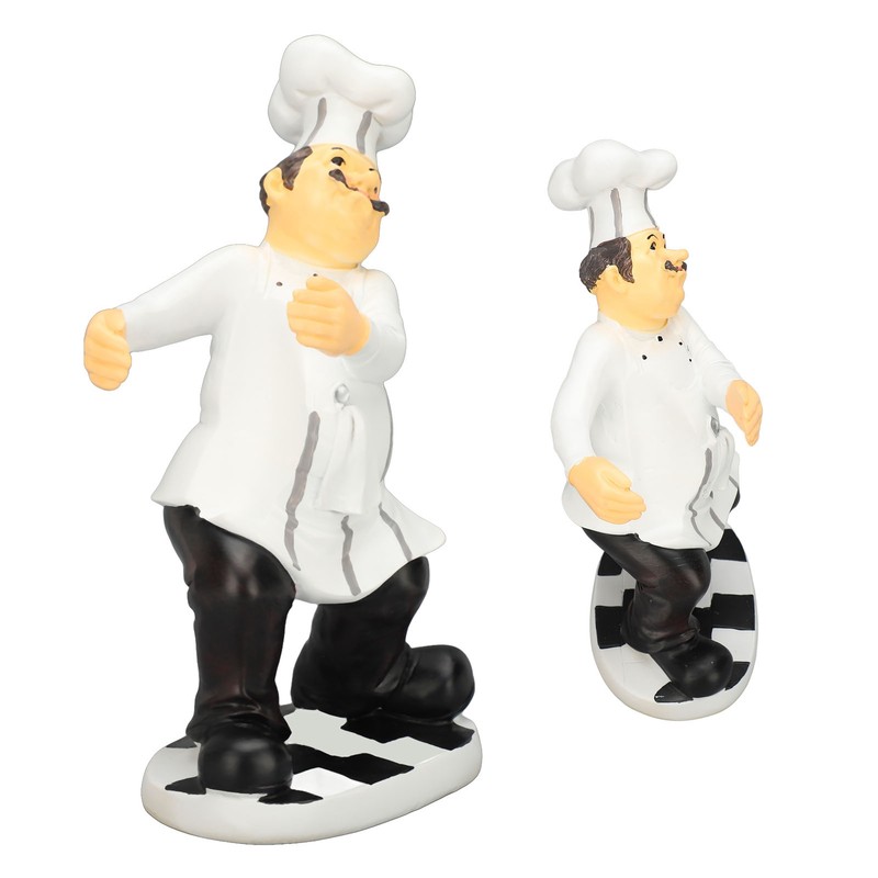 Resin Chef Statue Restaurant Dining Table Decor Holding Red Wine