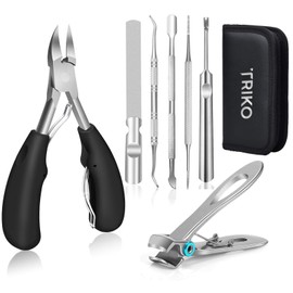 Triko Kit de Pedicura Profesional de 7 Herramientas, Cortauñas de Pies para Uñas gruesas de Acero Inoxidable, Cortauñas Grandes para uñas enterradas, Alicate para Aseo Personal
