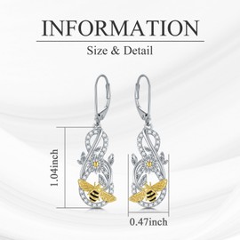 SILBAZ Bee Earrings Copper Daisy Dangle Earrings Infinity Sign with Honey Bee Daisy Drop Earrings Gifts for Women Mom Mother Girls, Copper, No Gemstone