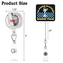 Sixrip Bladder Scanner Search Team Retractable Glitter Badge Reel with Alligator Clip, Funny Badge Holder Gifts for CNA ICU Nurse ER Tech Urology Dialysis Emergency Urologist Medical Worker